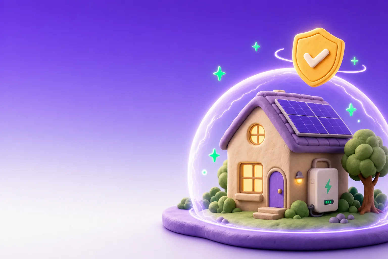 A home energy system wrapped in a protective glow, representing the Sunbolt+ care plan